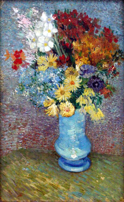 Bloemen in een blauwe vaas door Vincent van Gogh